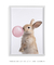 Quadro Decorativo infantil Coelho Chiclete Bubble Rosa - Quadros Incríveis