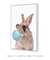 Quadro Decorativo infantil Coelho de Óculos Chiclete Bubble Azul - Quadros Incríveis