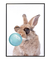 Quadro Decorativo infantil Coelho de Óculos Chiclete Bubble Azul