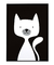 Quadro Decorativo Infantil Gato Branco Fundo Preto
