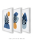 Quadros Decorativos Abstratos Azuis Formas Orgânicas - Composição com 3 Quadros - Quadros Incríveis