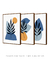 Quadros Decorativos Abstratos Azuis Formas Orgânicas - Composição com 3 Quadros