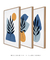 Quadros Decorativos Abstratos Azuis Formas Orgânicas - Composição com 3 Quadros na internet