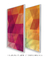 Quadros Decorativos Abstratos Rosa e Amarelo - Composição com 2 Quadros