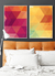 Quadros Decorativos Abstratos Rosa e Amarelo - Composição com 2 Quadros