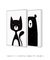 Quadros Decorativos Infantis Gato Preto e Urso Preto - Composição com 2 Quadros - loja online