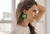 Brinco Botao Verde Pedra Turquesa - Nangara - comprar online