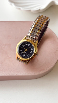 Reloj lina plat con dorado f.negro (chico) - DIAMANTINA
