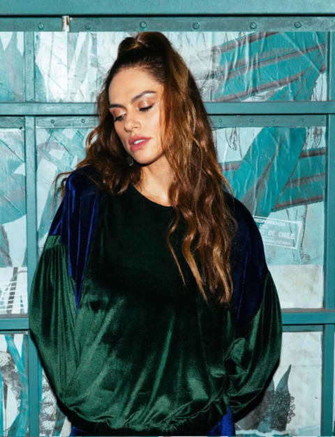 Blusão velvet color oversized