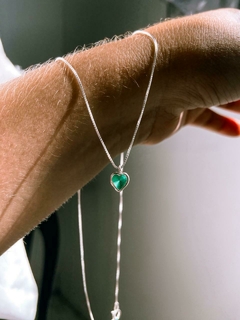 Conjunto Coração Cristal Verde Água - comprar online