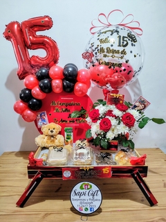 DESAYUNO CON ROSAS Y PELUCHE 30CM en internet
