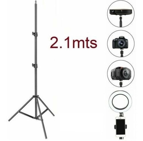 Tripode 2.1m de Pie para Aro LED Cámara Celular Extensible