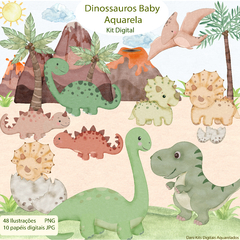 Kit Digital Dinossauros Baby Aquarela