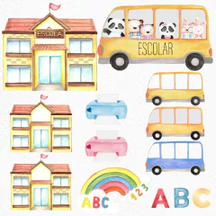 KIT DIGITAL VAMOS ESTUDAR (volta as aulas) - Dani Kits Digitais Aquarelados