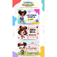 Kit 60 Etiquetas Escolares Personagens Diversos Menina na internet