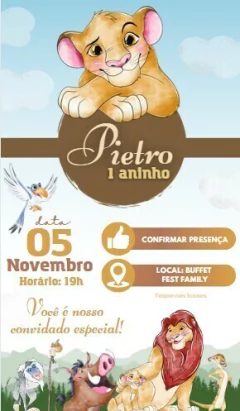 Convite Interativo Rei Leão - comprar online