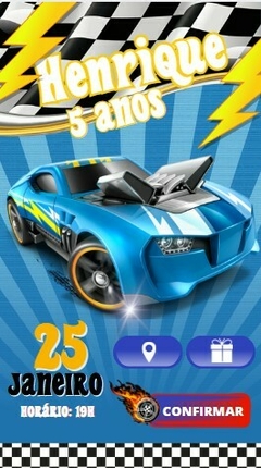 Convite Interativo Hotwheels - comprar online