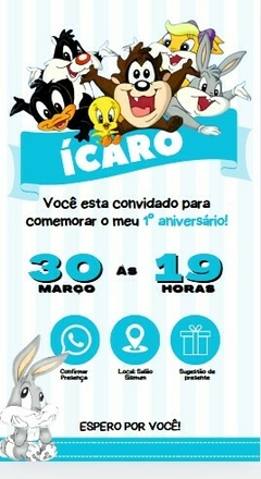 Convite Interativo Looney Tunes - comprar online