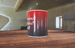 Caneca Futflix - Que fim levou? Fundo Vermelho Degradê na internet
