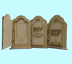 Lapida con frase Dia de muertos 10x17cm con base MDF 3mm