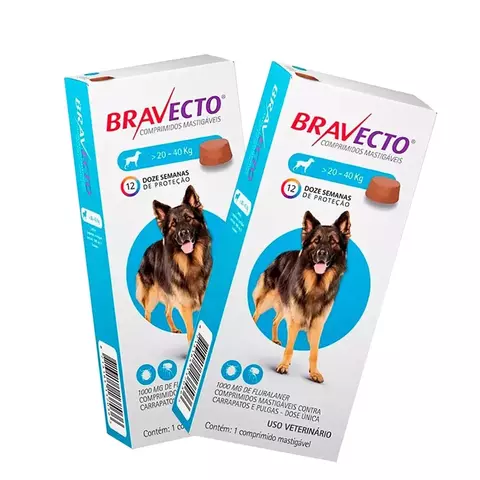 Bravecto para Cães de 20 a 40kg - 1 Comprimido 1000mg - comprar online
