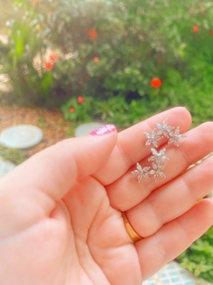 Trios Flor Prata com Zircônia
