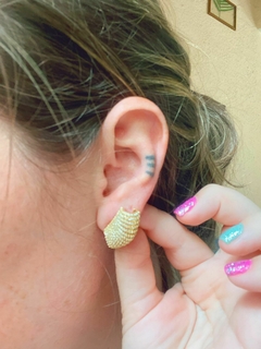 Brinco Dourado Arcos com Zircônia - Folheado de ouro 18k na internet