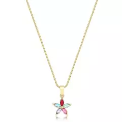 Colar com Pingente Colorido Flor