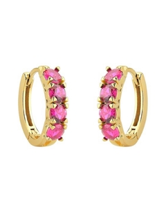 Brinco Argola Zircônias Rosa Rubi