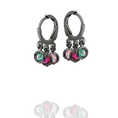 Argola Aurora Boreal Zircônias Ródio Negro