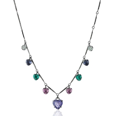 Chocker Aurora Boreal Coração Ródio Negro