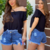 Short Jeans Feminino com Barra Desfiada Estilo Detonado Blogueira Gringa - comprar online