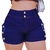 Short Jeans Feminino Cós Duplo 8 Botões Estilo Blogueirinha Moda Verão