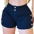 Short Jeans Preto Feminino Cós Duplo 8 Botões Estilo Blogueirinha Moda Verão