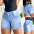 Bermuda Jeans Claro Feminina Meia Coxa Cós Duplo