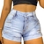 Short Jeans Feminino com Barra Dobrada Estilo Rasgado Detonado Blogueira Gringa