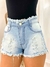 Short Jeans Feminino com Barra Desfiada Franja Estilo Blogueira - XALFASHOP