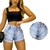 Short Jeans Feminino com Barra Dobrada Estilo Rasgado Detonado Blogueira Gringa na internet