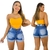 Short Jeans Feminino Barra Dobrada Desfiada Fechamento em botões Empina Bumbum - loja online