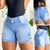 Bermuda Jeans Claro Feminina Meia Coxa Cós Duplo - loja online