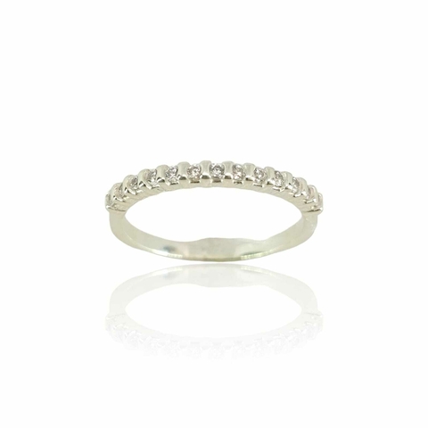 Anel Prata 925 1/2 Aliança Zircônia Cristal
