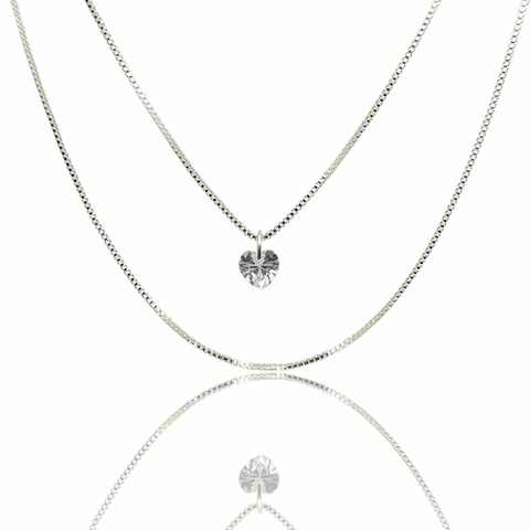 Chocker Dupla Veneziana com Solitário de Coração