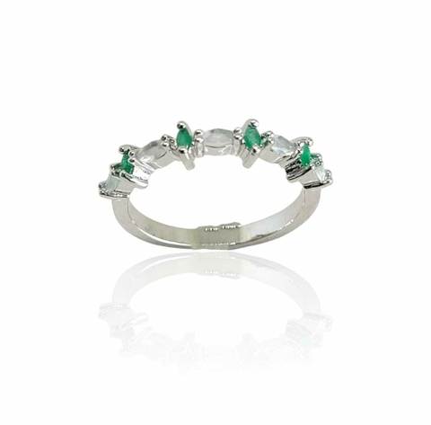 1/2 Aliança Verde Esmeralda e Cristal