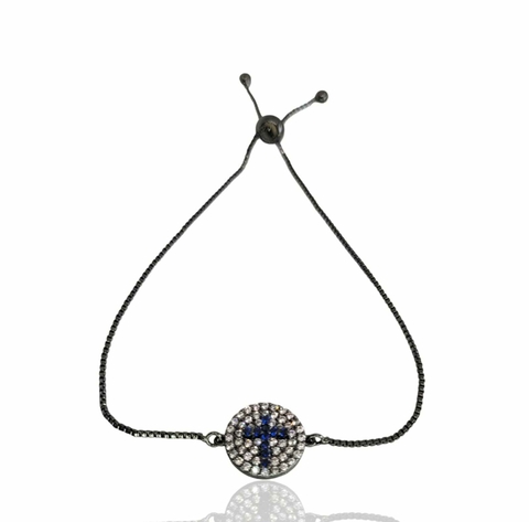 Pulseira Mini Cruz Cravejada Ajustável