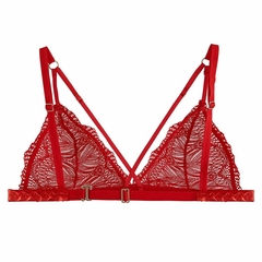 Conjunto de encaje rojo con tiras en internet