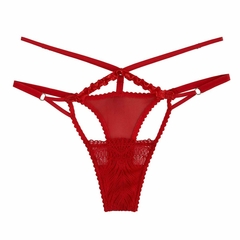 Conjunto de encaje rojo con tiras - Olimpia