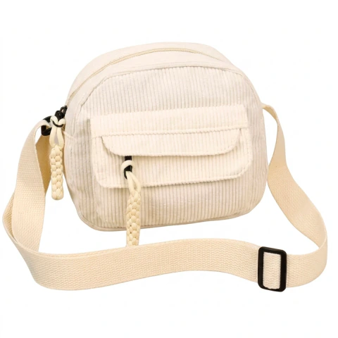 Bolsa Transversal Veludo Tiracolo Cotelê Pequena Estilo