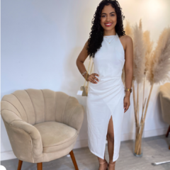 Vestido amarração pescoço