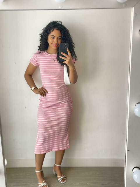 Vestido Canelado midi