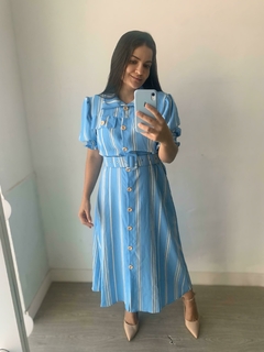 Vestido midi listrado